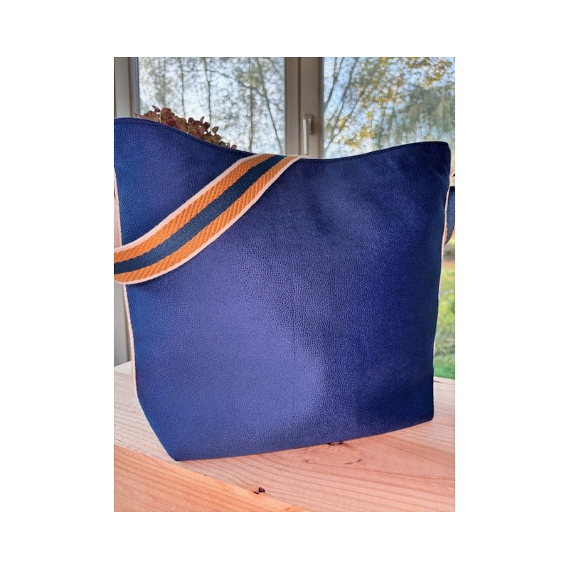 Velours bleu roi sangle bleu jaune