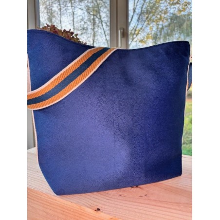 Velours bleu roi sangle bleu jaune