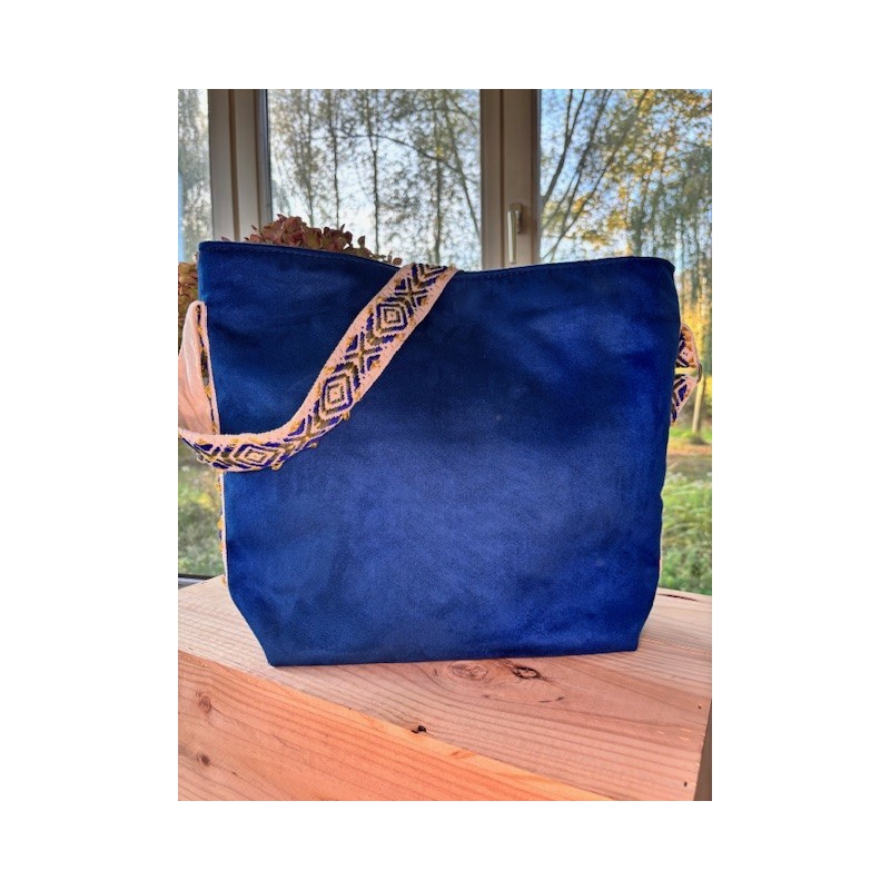 Suédine bleu roi sangle ethnique