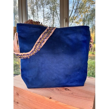 Suédine bleu roi sangle ethnique