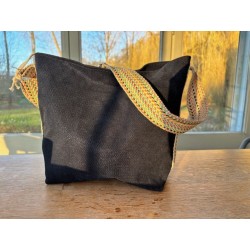 Mini - cuir Bleu nuit  + multicolore
