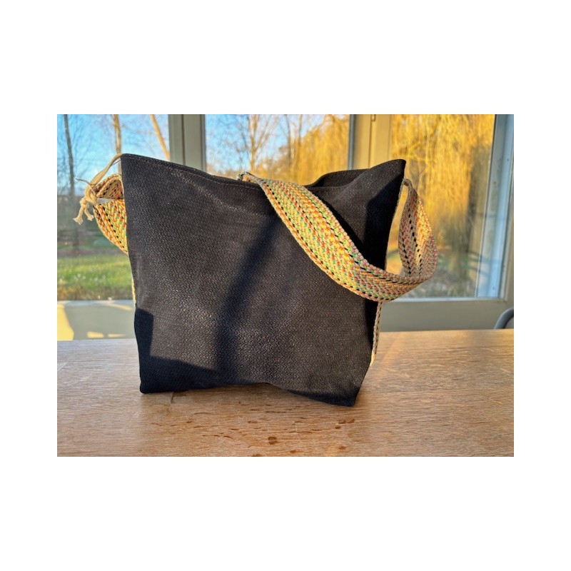 Mini - cuir Bleu nuit  + multicolore
