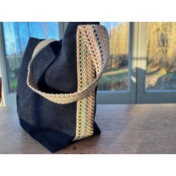Mini - cuir Bleu nuit  + multicolore